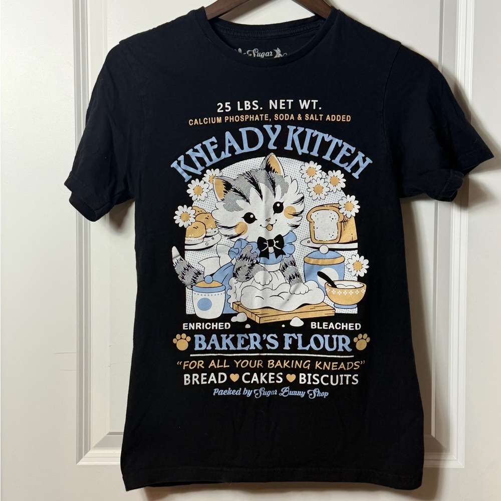 Kneady Kitten Graphic Tee Cute Cat Baking Shirt Sugar Bunny Shop